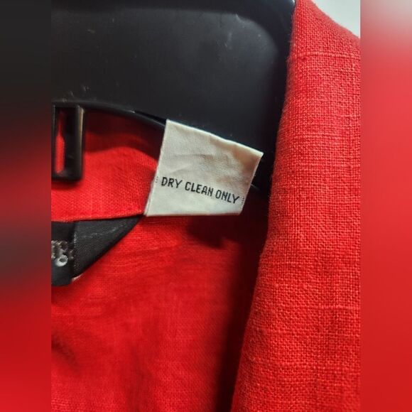 Vtg Ashleigh Morgan XXL Red 55% LINEN Pockets 2 Bottoms Women’s Cardigan - Picture 4 of 7